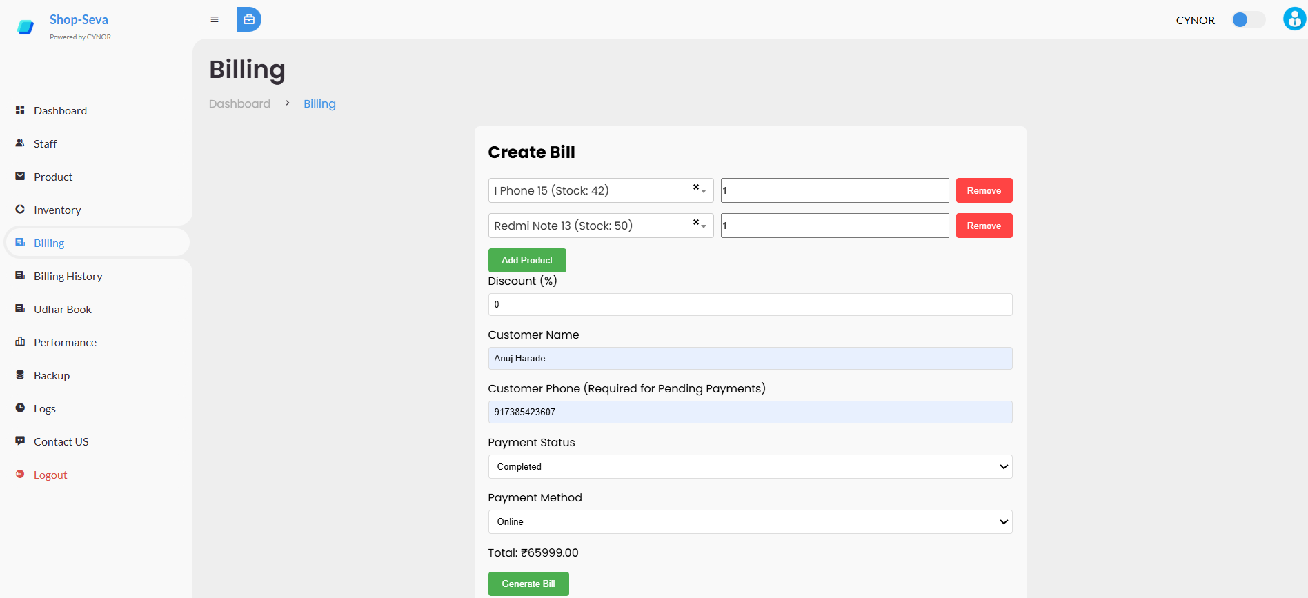 Billing System
